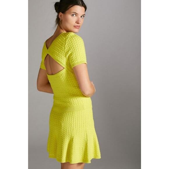 NEW Anthropologie Maeve Yellow Knit Skirt & Top Set - M - Picture 1 of 7